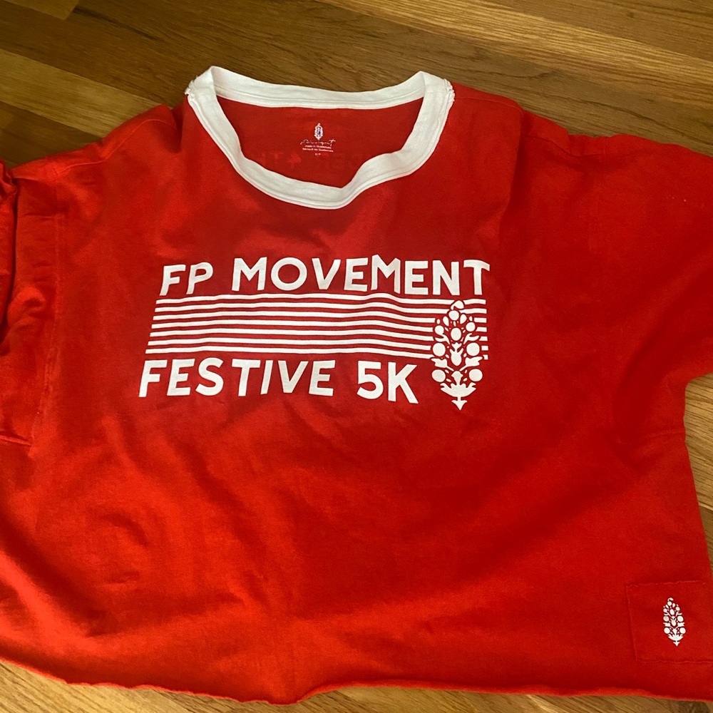 Free People Red Short Sleeve Tee